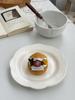 Venta al por mayor estilo retro francés ins relieve encaje exportación comercio exterior plato blanco de cerámica sopa fideos tazón grande plato de postre