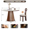 2026 Nuevo Estilo Vintage Sala de Estar Mesa de Comedor de Pizarra Mesa de Comedor Redonda de Diseño para el Hogar con Sillas