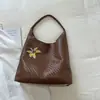 Bolsa feminina de grande capacidade, nova moda verão 2026, bolsa de ombro simples, textura trançada, bolsa tote casual para o dia a dia