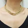 Joyería Transfronteriza Europea y Americana Anillo Simple de una Sola Capa Collar Exagerado de Personalidad con Doble Hebilla Set de Joyería para Manos Collar de Cadena Gruesa