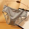 Ropa interior de satén francés de lujo ligero con costuras de encaje para mujer, cintura baja, cinturón fino, hueco, translúcido, tentación, bragas sexys para mujer