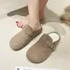 Pantuflas tipo Birkenstock de suela gruesa, forradas de felpa, de punta cerrada para mujer, aptas para usar en exteriores, nueva colección otoño/invierno 2026, pantuflas peludas sin cordones, pantuflas de algodón para mujer