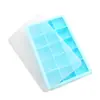 Lugar de fábrica 15 rejillas Silicona Cubo de Hielo creativo para el hogar DIY Molde para Cubos de Hielo con tapa molde de hielo
