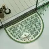 Novo tapete de chão semicircular com padrão floral e de pássaros estilo chinês para hall de entrada, antiderrapante, absorvente de água, fácil de limpar, resistente à sujeira, personalizável