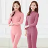 Traje grueso cálido de terciopelo para otoño e invierno con forro polar para mujer Ropa interior para mujer Camiseta de cuello alto para mujer Ropa cálida para mujer