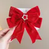 Clip de Pinza para Cabello con Borla Estilo Antiguo para Niños Accesorios para el Cabello Estilo Chino Pinza para el Cabello de Año Nuevo Flor de Cabeza de Terciopelo Rojo Dinastía Han Tocado para Bebé