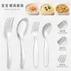 Cuchara y Tenedor de Acero Inoxidable 316 Vajilla Suplemento Alimenticio para Bebés Tenedor de Comedor Casero Cuchara de Comedor Tenedor de Frutas Cuchara de Alimentación Cuchara de Postre
