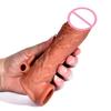 Funda de silicona para pene agrandada alargada Funda de pene de simulación de cristal sexy tpe funda diente de lobo juguete para pareja funda para bloqueo de esencia