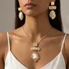 Pendientes de Moda Transfronterizos de Venta Caliente Estilo Commuter, Perlas Barrocas Irregulares, Pendientes Cuadrados con Forma de Corazón Geométrico al por Mayor