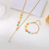 Moda Europea y Americana Color Aceite Goteando Margarita Collar Pulsera Bohemio Colorido Girasol Simple Todo-partido Cadena para Clavícula