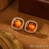 Aini Beini Nuevos Aretes Vintage Maillard Piedra Ámbar Natural color marrón caramelo Aretes Nicho Sentido de Alta Gama