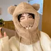 Bonito Sombrero de Oso para Ciclismo, Bufanda Cálida Integrada con Máscara de Oso, Gorro Cálido para Protección de la Cabeza