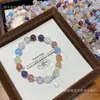 Qiaoen Moda Estilo Coreano Pulsera de Tesoro de la Suerte de Cristal Natural Jade Púrpura Cristal de Fresa Pegamento para Cabello de Conejo Flor Pulsera de Cristal Amarillo