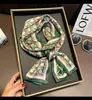 Nuevo Pañuelo Largo de Seda para Mujer en Primavera, Otoño y Verano, Pañuelo de Cuello Estampado, Pequeño Pañuelo Decorativo Moderno y Versátil