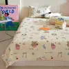 Conjunto de três peças de colcha de cama acolchoada de algodão dupla face com estampa estilo cartoon, lençol de algodão puro, capa de tatami kang, adequado para todas as estações