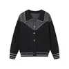 Cárdigan suéter con solapas de color block estilo universitario francés, abrigo de manga larga suave y holgado de alta gama para otoño e invierno para hombres y mujeres