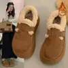 Botas de nieve para mujer con suela gruesa y forro de felpa, nueva colección de invierno 2026, botas cómodas y cálidas sin cordones, zapatos de algodón para mujer estilo Birkenstock