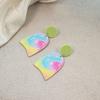 Aretes geométricos transfronterizos en forma de U de Europa y Estados Unidos, dopamina verano, acrílico arcoíris con degradado de color a doble cara, venta al por mayor
