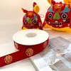 Cinta de Año Nuevo Decoración de Regalo Cinta para Envolver Regalos Felicitaciones Festivas de Año Nuevo Año del Caballo Cinta Estampada en Oro Festival de Primavera Cinta Roja