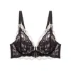 Lencería sexy de encaje francés para mujeres con poco busto, diseñada para realzar el escote, sin aros, ajustable, con copas gruesas, anti-caída y cómoda