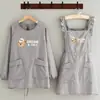 Delantal transpirable de manga larga para uso en la cocina, estilo corto, resistente a las manchas y a la suciedad, adecuado para el trabajo en restaurantes, ropa de trabajo para mujer con texto impreso