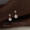 Pendientes Vintage de Perlas de Agua Dulce de Forma Irregular Barrocos, Pendientes con Pasador de Plata Chapada en Zirconia Estilo Francés, Pendientes Estilo de Corte Chapados en Oro de 14K