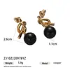 Brincos de Moda Leve Luxo Estilo Maillard Banhados a Ouro 18K com Pingente de Pérola Natural e Pedra Olho de Tigre, Nova Coleção Outono e Inverno