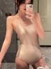 Sirena Elegante Chica Delgada Sencillo Sexy Traje de Baño Pecho Pequeño Bikini Sexy Traje de Baño de una Pieza sin Espalda para Mujeres