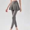 Calça de Yoga Duas em Uma Estilo Novo para Mulheres, Calça Saia de Tênis de Cintura Alta com Controle de Barriga, Calça Esportiva que Cobre o Quadril, Levanta Bumbum, Alonga as Pernas