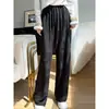 Nuevos Pantalones Largos Casuales Retro de Mujer Otoño/Invierno 2026, Jacquard, Cintura Alta, Caída Suelta, Pierna Ancha, Forro de Franela