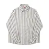 Camisa de manga larga a rayas verticales simple, retro, moderna, estilo japonés, marca Rumeng, para hombre, otoño, corte holgado, casual, versátil, para pareja