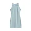 Vestido de Linho Rústico Dupla Face Estilo Francês Alças Finas Sem Mangas Curto Bodycon Verão Cintura Marcada Justo ao Corpo Vestido Regata Petite