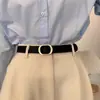 Novo Estilo Feminino Cinto de Couro Sem Furos, Moda de Nicho Sem Buracos Versátil Estilo Coreano Estilo Ins Decorativo Fino para Cintura