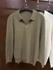 Camisa Polo Tricotada de Manga Longa Masculina Cor Sólida Simples Casual Suéter Outono/Inverno Nova Roupa Masculina
