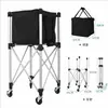 Carrito de almacenamiento de tenis, Carrito conveniente para entrenador de tenis para recoger pelotas, Cesta de pelotas, Carrito plegable de bádminton para recoger pelotas