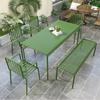 Moderno Sencillo Casual Patio Exterior Mesa y Silla Tienda de Té con Leche Cafetería Hierro Exterior Juego de Combinación de Mesa y Silla para Exterior