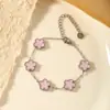 Pulseira de Trevo de Cinco Folhas Dopamina Dupla Face Versão Alta Transfronteiriça Luxo Leve Simples Senso Avançado 18k Não Desbota Cor Joga