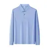 Camisa Polo de Algodón y Seda de Manga Larga Doble Piqué 10A Antibacteriana Casual de Negocios Golf Camisa para Cultura de Team Building Corporativo
