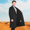 Otoño e invierno Nuevo abrigo de lana de tweed de doble cara para hombre de longitud media hasta la rodilla abrigo de gabardina de tweed de cachemira de doble botonadura abrigo
