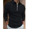 Camisa Polo de Manga Larga para Hombre a Rayas con Cuello de Solapa para Primavera y Otoño Textura de Gama Alta para Negocios