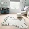 Tapete Coreano Ins Simples com Formato Especial de Gatinho e Cachorro para Sala de Estar, Janela Sanfonada, Tapete Decorativo para Chão, Absorvente de Água e Resistente a Manchas, Cobertor para Quarto ao Lado da Cama