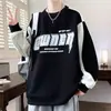 Sudadera Juvenil de Cuello Redondo para Hombre Primavera y Otoño Deportiva Holgada Talla Grande Estilo Perezoso Atractivo Ropa de Otoño Tops de Color Contrastante
