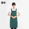Avental com alça de ombro ajustável logo de catering impressão roupas de trabalho de cozinha cor sólida cintura comercial