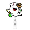 Porta-credencial retráctil de fantasma de Halloween Clip giratorio de acrílico para credencial Soporte de identificación médica Boo Venta al por mayor