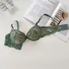 Sutiã push-up sexy de renda francesa meia-taça para mulheres com pouco busto, com aro, enchimento grosso, anti-queda, sutiã confortável