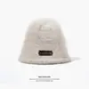 Sombrero de Cubo de Cúpula Liso Estilo Coreano Estilo Ins Sombrero de Pescador de Felpa Color Marfil Sombrero de Cubo de Piel de Conejo Color Liso para Mujer