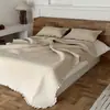 Capa de Cama de Solteiro Dupla Face Cor Sólida Estilo Coreano Algodão Puro Lavado com Areia Conjunto de Três Peças, Lençol de Cama Acolchoado Espessado de Algodão Puro, Adequado para Todas as Estações