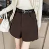 Shorts de Lã Cinza Feminino Roupa de Inverno Petite Cintura Alta Perna Larga Novo Estilo Emagrecedor Camada Base Calças para Botas