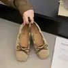 Sapatos Rasos Verdes de Solado Macio 2026 Outono e Verão Sapatos de Ballet Franceses Solado Macio com Saia Sapatos Mary Jane Mocassins