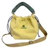 Bolso Cruzado de Tela Fresca Color Caramelo con Cordón para Mujer, Bolso de Mano Ligero de Tela Plegada para Estudiantes, Viajes Diarios y Uso Casual